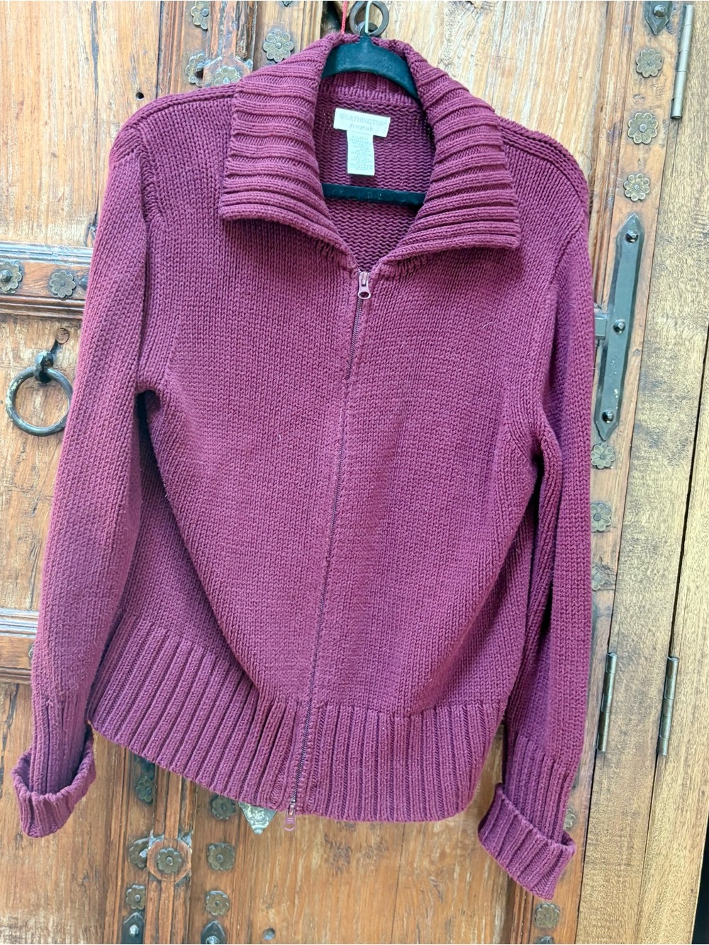 Worthington Essentials
Burgundy/Wine Zip Front
Cardigan Sweater - Women's
XL